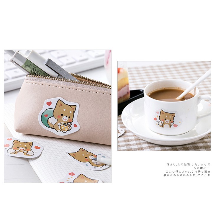 STI45 Bộ 45 miếng dán sticker dễ thương - Cute Shiba