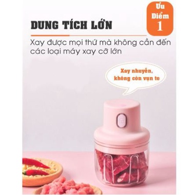 [Hàng Có Sẵn] Máy Xay Thịt Rau Củ Quả Mini 100ml Tiện Lợi