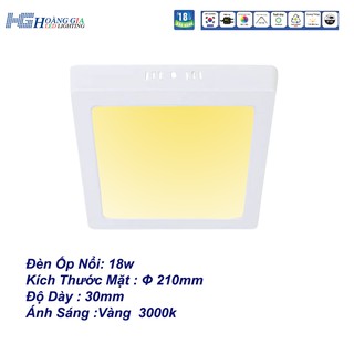 Đèn led ốp nổi vuông 18w ánh sáng vàng