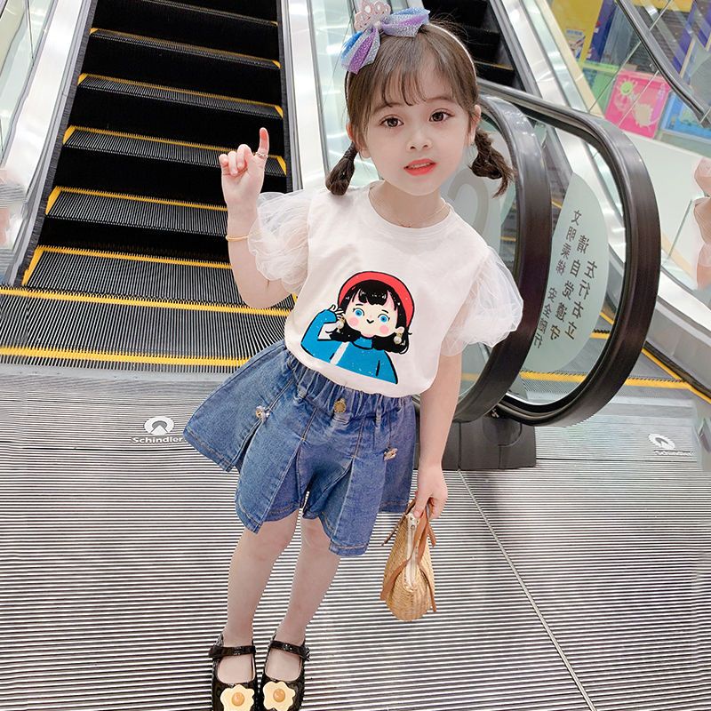 Mới Quần Short Denim Ống Rộng Thời Trang 2022 Dành Cho Bé Gái