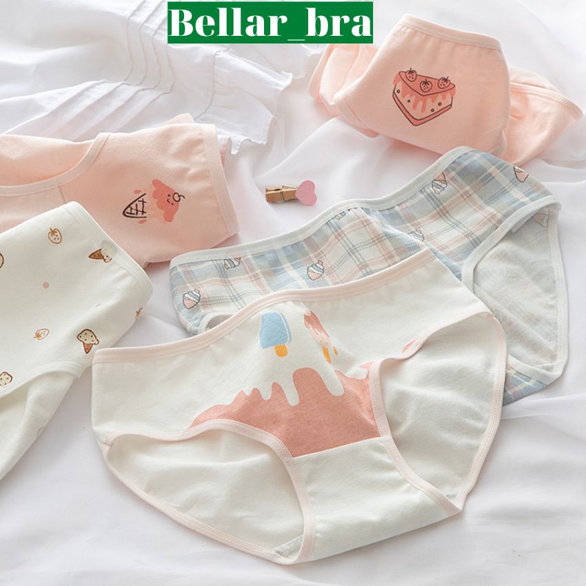 Quần lót nữ cotton xinh xắn, quần chíp siêu đáng yêu với họa tiết đồ ngọt Bellar_bra L211