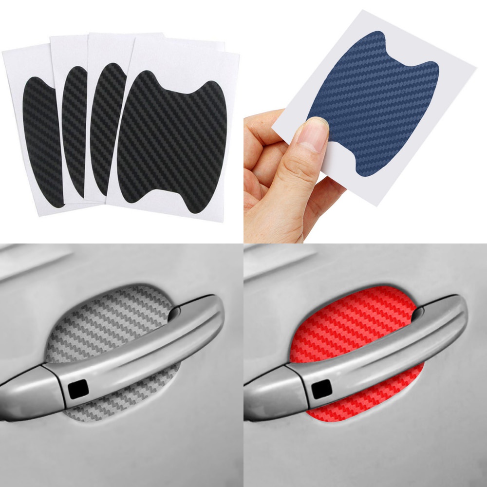Bộ 4 Miếng Dán Tay Nắm Cửa Xe Hơi Chống Trầy Xước Bằng Sợi Carbon Miếng dán bảo vệ tay nắm cửa xe hơi bằng sợi carbon chất lượng cao