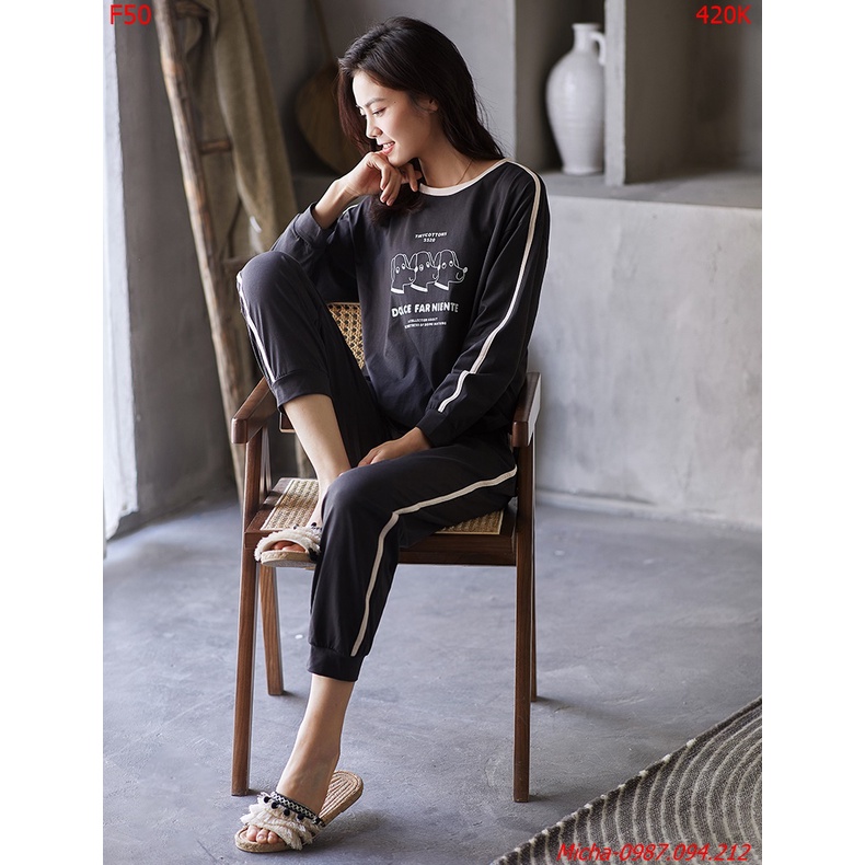 Bộ dài tay xám (vải dày vừa phải) - Micha F50