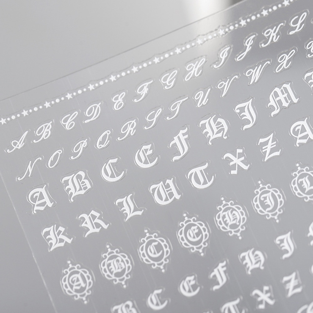 1 Miếng Dán Trang Trí Móng Tay Trong Suốt In Chữ Tiếng Anh / Biểu Tượng 5D Diy