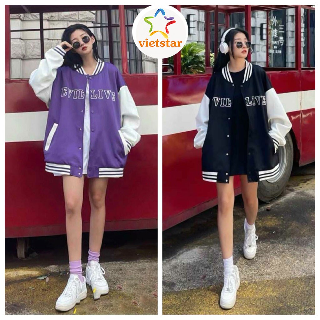 Áo khoác bomber Unisex OPPA áo khoác jacket form rộng Hàn Quốc_VIETSTAR
