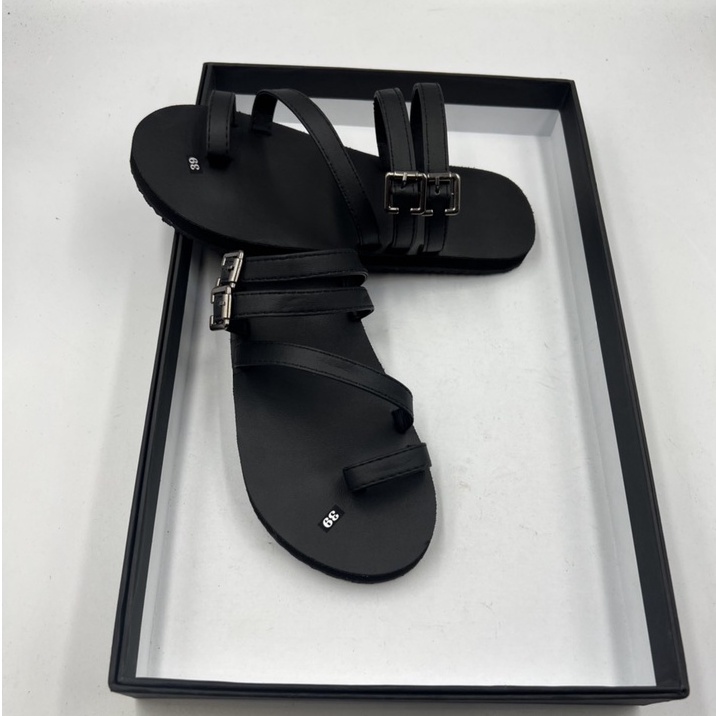 Dép xỏ ngón chéo 2 đây đen nữ - sandal đồng nai