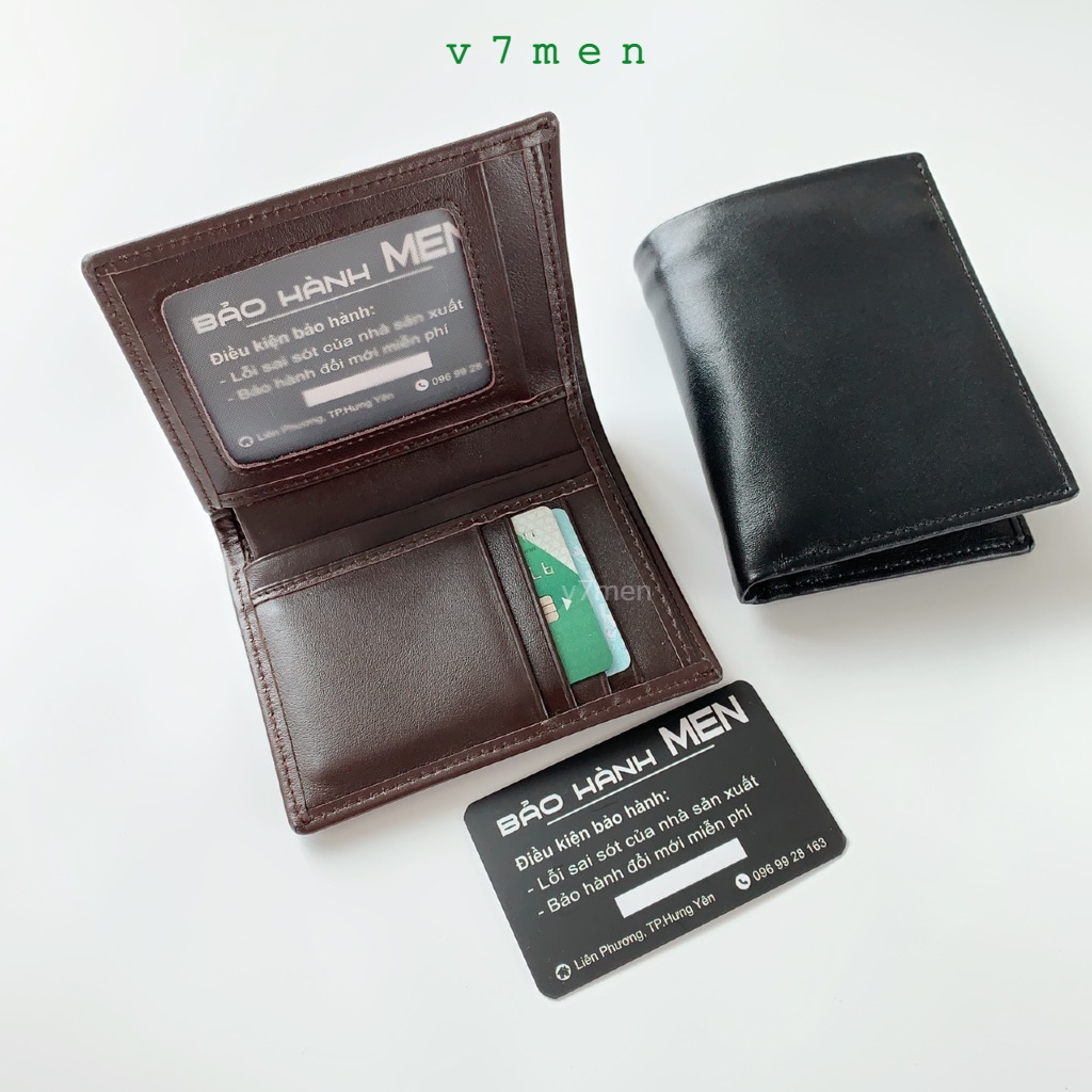 [ Da Bò Thật 100% ] Ví Nam Da Bò Đốt Không Cháy Dáng Đứng Ngang - Bóp Nam BH 12 tháng v77