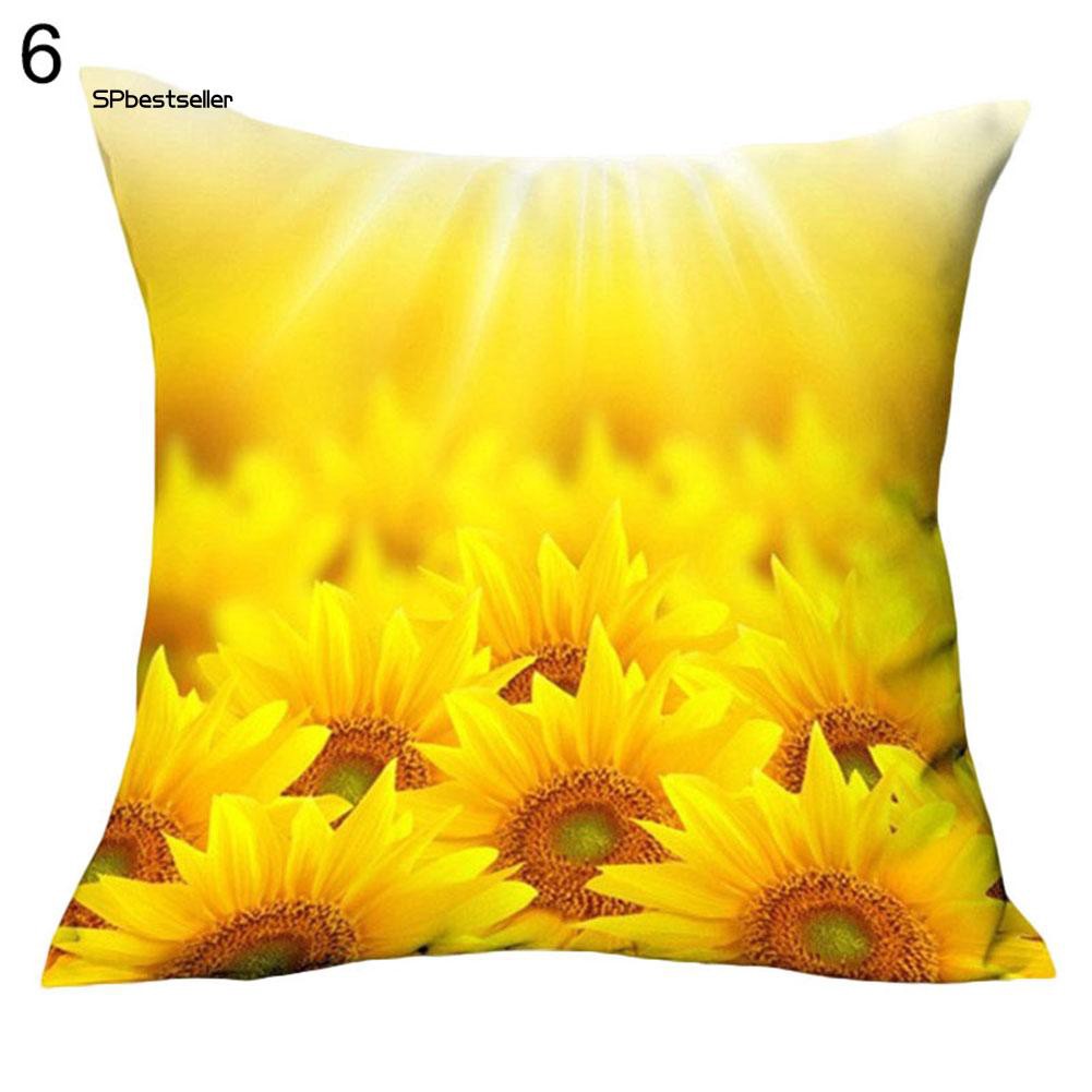 Vỏ gối sofa vải lanh in hình hoa hướng dương 3D