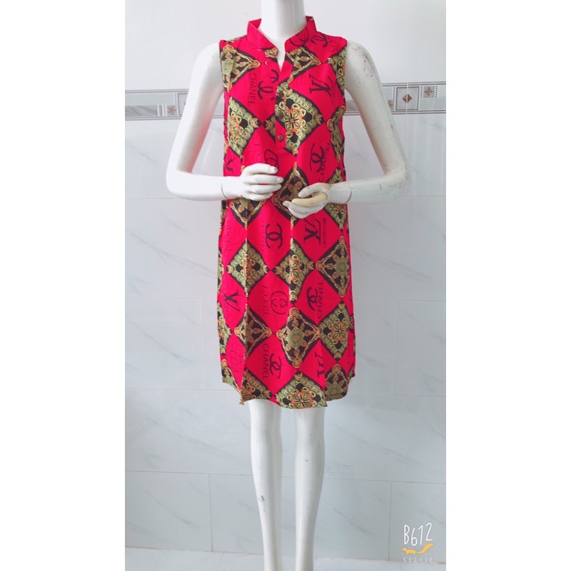Đầm lanh dáng suông đầm bầu bigsize size to cổ trụ