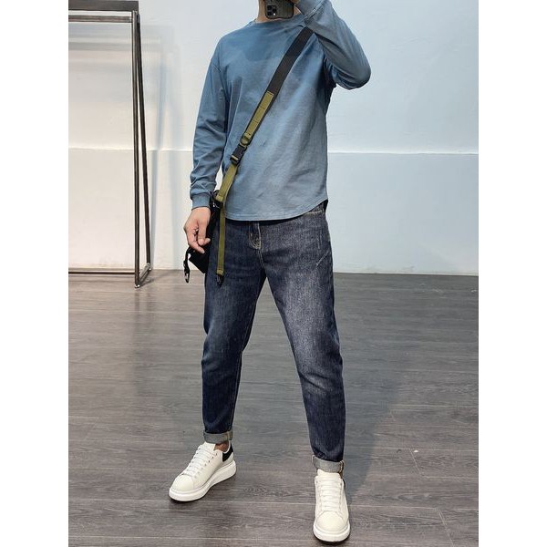 Áo thun nam dài tay vạt bầu sweater chất cotton mềm thoáng mát 100% | BigBuy360 - bigbuy360.vn