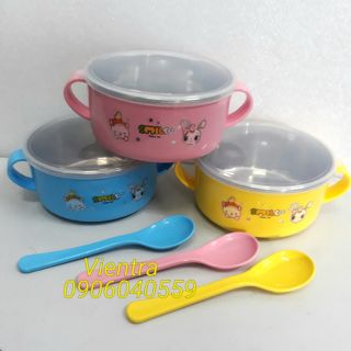 Bát ăn dặm inoc Kichikachi chống nóng an toàn cho bé