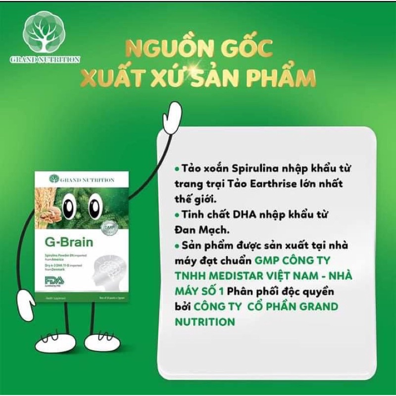 ✔️Cốm trí não gbrain hộp 30 gói.