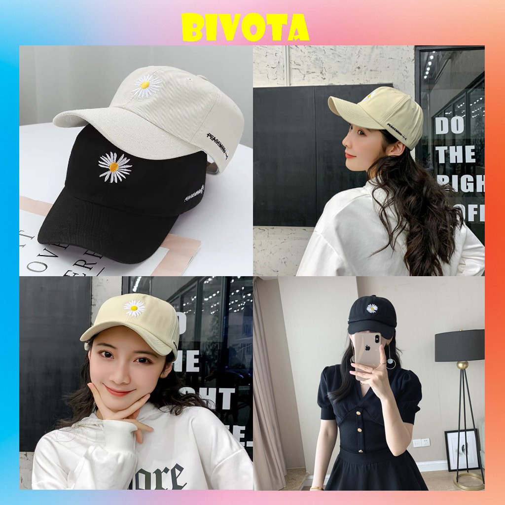 Mũ Bivota nón lưỡi trai nam nữ thêu hoa cúc hottrend cực xinh xắn MN18