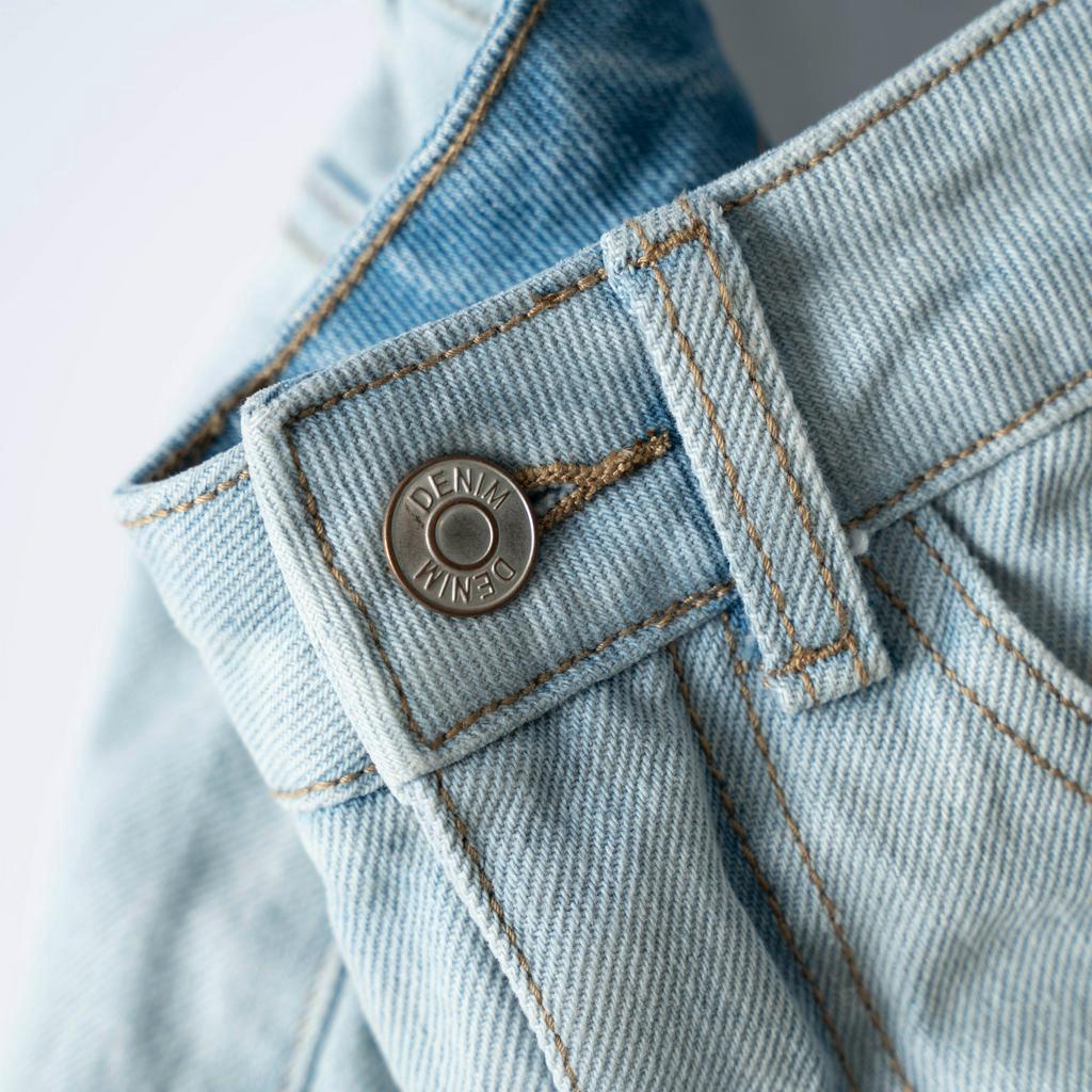 Chân váy jean CHICMONKI lai kiểu, màu xanh nhạt - CMJ1545