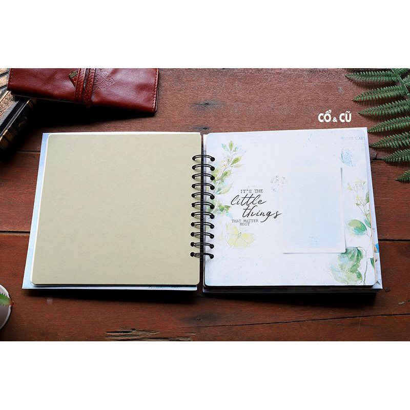 Album handmade scrapbook Memories gáy lò xo dán được 30-40 ảnh kt 20x20cm nhiều chủ đề