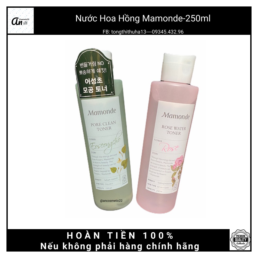 Nước hoa hồng Mamonde Toner 250ml dành cho mọi loại da