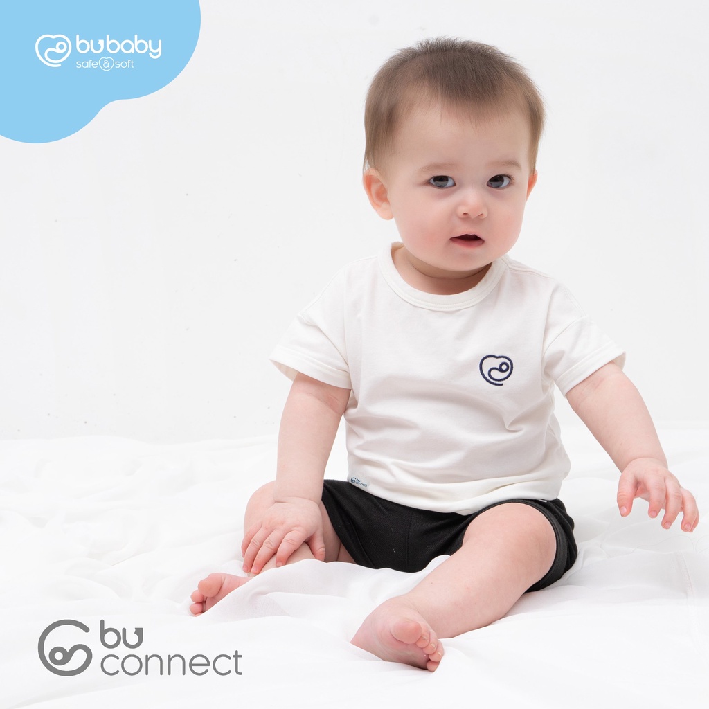 Bộ quần áo cộc tay Black and white Bu Baby cho bé trai bé gái chính hãng cao cấp