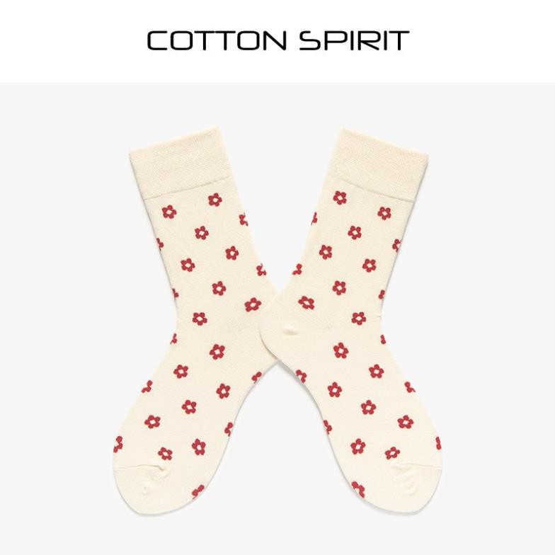 Vớ Nữ Cổ Cao Cotton In Hình Họa Tiết Hoa Nhí Màu Hồng Phong Cách Hàn Quốc Tất Nữ Cổ Cao Ulzzang Thời Trang