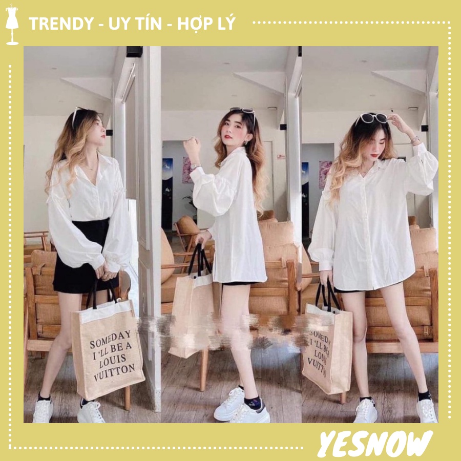 Áo sơ mi nữ trắng dài tay nữ phối tay bèo 2 tầng, Áo babydoll nữ trắng chất thô lụa mềm giá rẻ siêu xinh