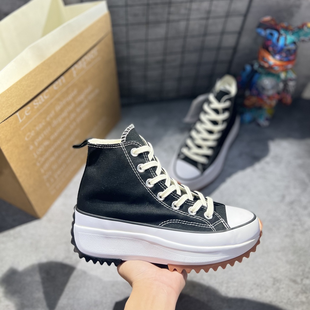 Giày sneaker nam nữ cổ cao : Converse Run Star Hike Hi Black/ White | Phiên bản 1:1 .