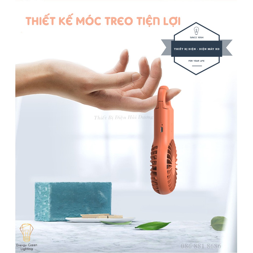 Quạt Mini Cầm Tay Tích Điện X-102 - 5 Cánh Quạt - Móc Treo Tiện Lợi - 3 Tốc Độ Gió Siêu Mát - Bảo Hành 12 Tháng