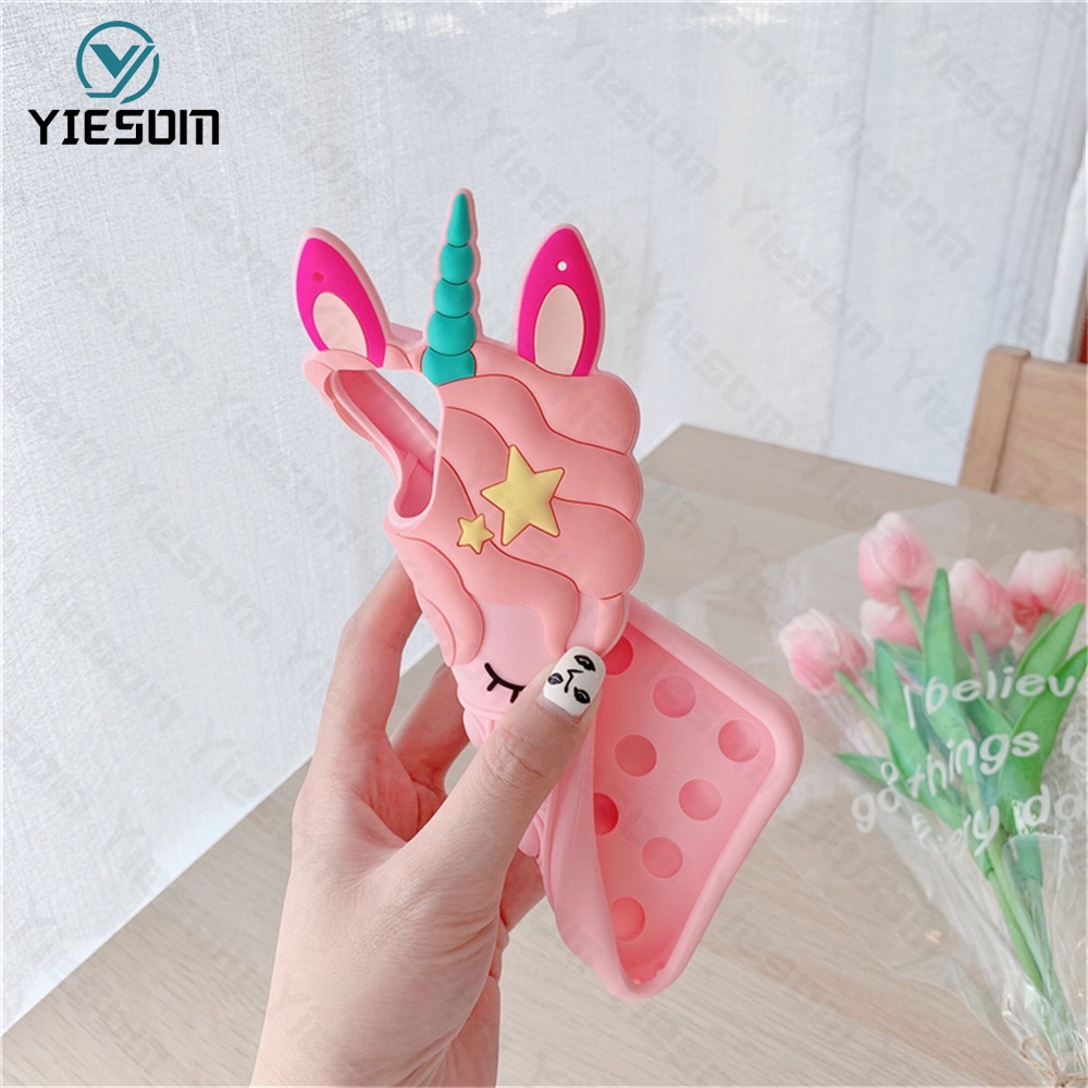 Ốp Điện Thoại Hình Kỳ Lân Cầu Vồng Kèm Dây Đeo Cho Samsung Galaxy S21 Ultra S21FE S20 S10 S9 Plus Note 20 10 Plus