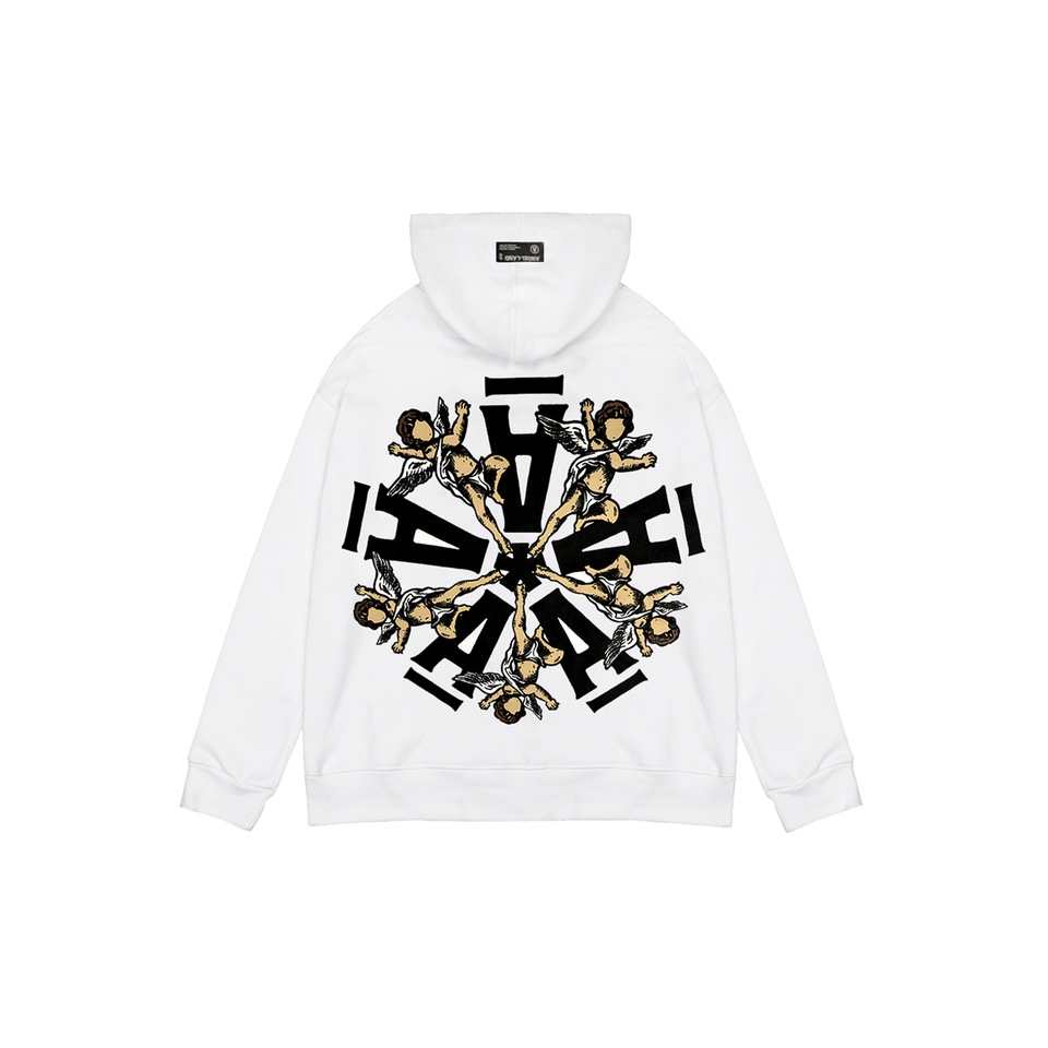 Áo Khoác Hoodie Angel-Land The Fives White Hoodie Nỉ Bông - T5W