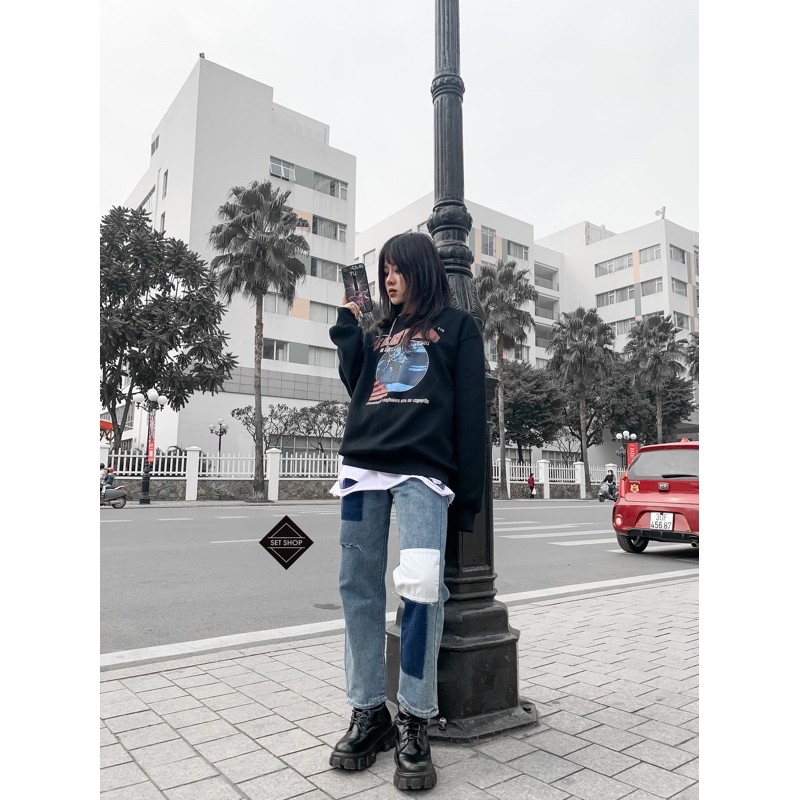 Quần baggy jean chắp vá | BigBuy360 - bigbuy360.vn