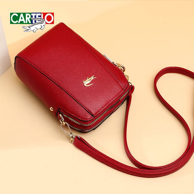 Túi Đeo Vai Nữ. Túi Đựng Điện Thoại Dáng Dọc Hai Lớp Họa Tiết Da Cá Sấu Thời Trang 2021 Cho Xe Hơi