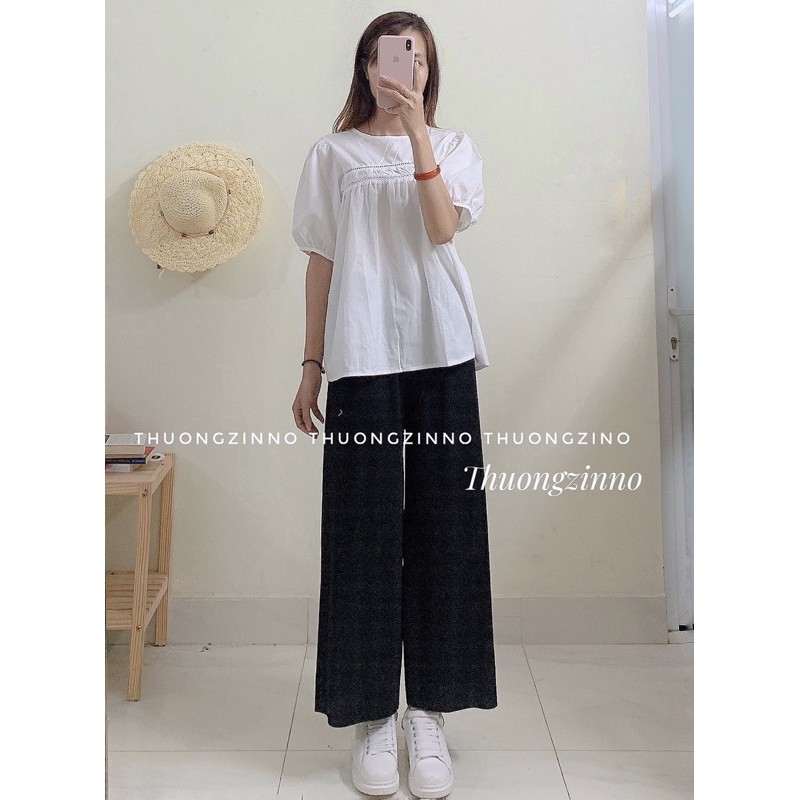 [ẢNH THẬT/VIDEO]ÁO SOMI BABYDOLL CỘC TAY THIẾT KẾ VIỀN REN NGANG TIỂU THƯ ÁO SƠ MI QUẢNG CHÂU