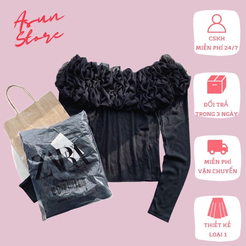 Áo trễ vai bèo loại 1💋FREESHIP💋ẢNH THẬT💋 áo bẹt vai hở vai len tăm cổ voan hoa hồng đen thiết kế