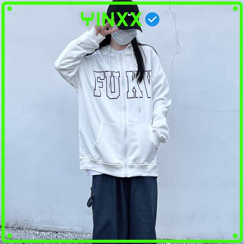 Áo khoác hoodie zip form rộng Yinxx, áo nỉ dây kéo nam nữ ulzzang HDZ808
