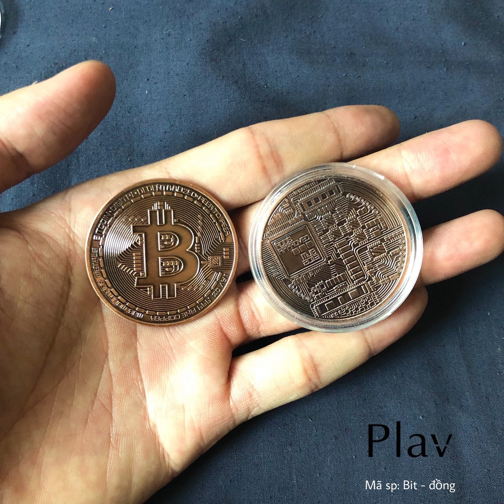 Đồng tiền Bitcoin - quà tặng lưu niệm may mắn phong thủy Plav