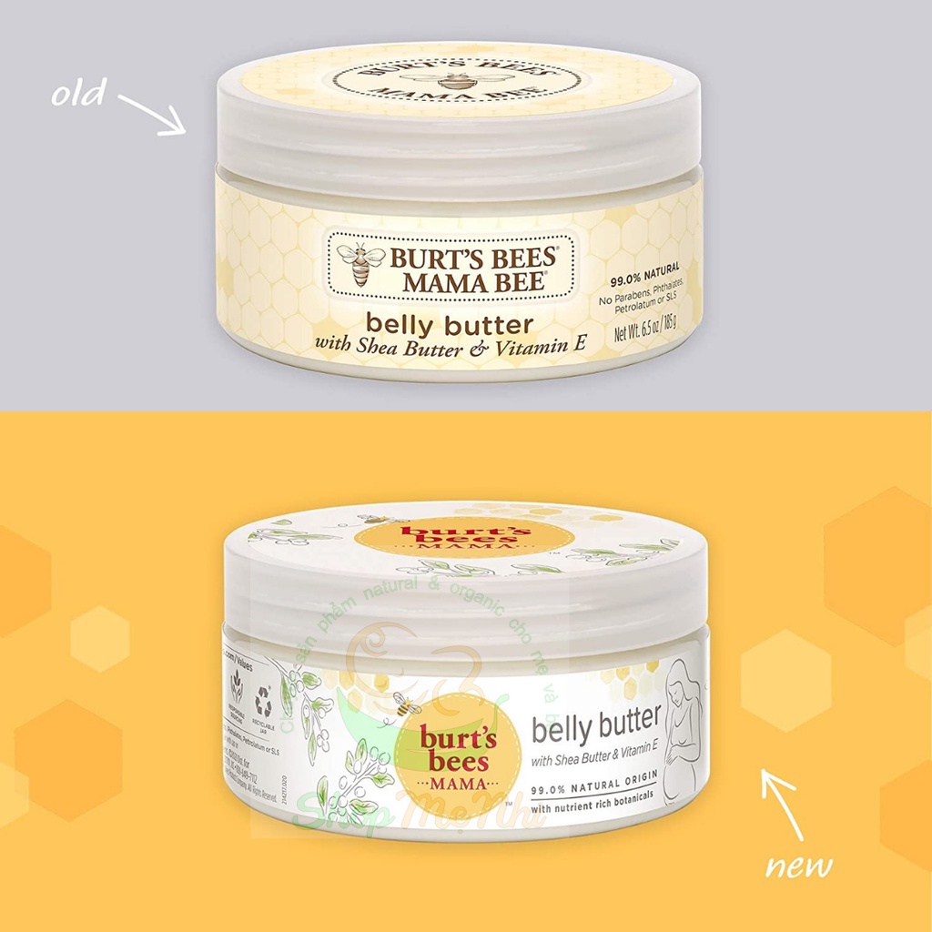 Kem dưỡng ẩm chống rạn da cho mẹ bầu MAMA BEES Belly butter 185g, Shopmenhiorganic.