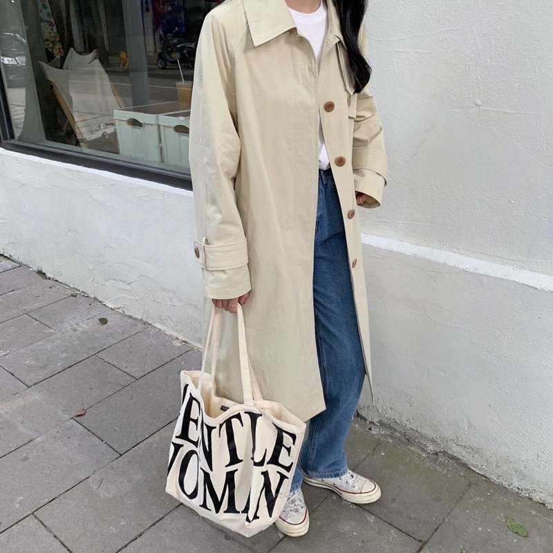 Túi tote in chữ gentle woman thời trang vừa lap