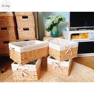 Giỏ Lục bình đựng đồ có nắp lót vải, Sọt đựng quần áo Có Nắp đậy tiện lợi