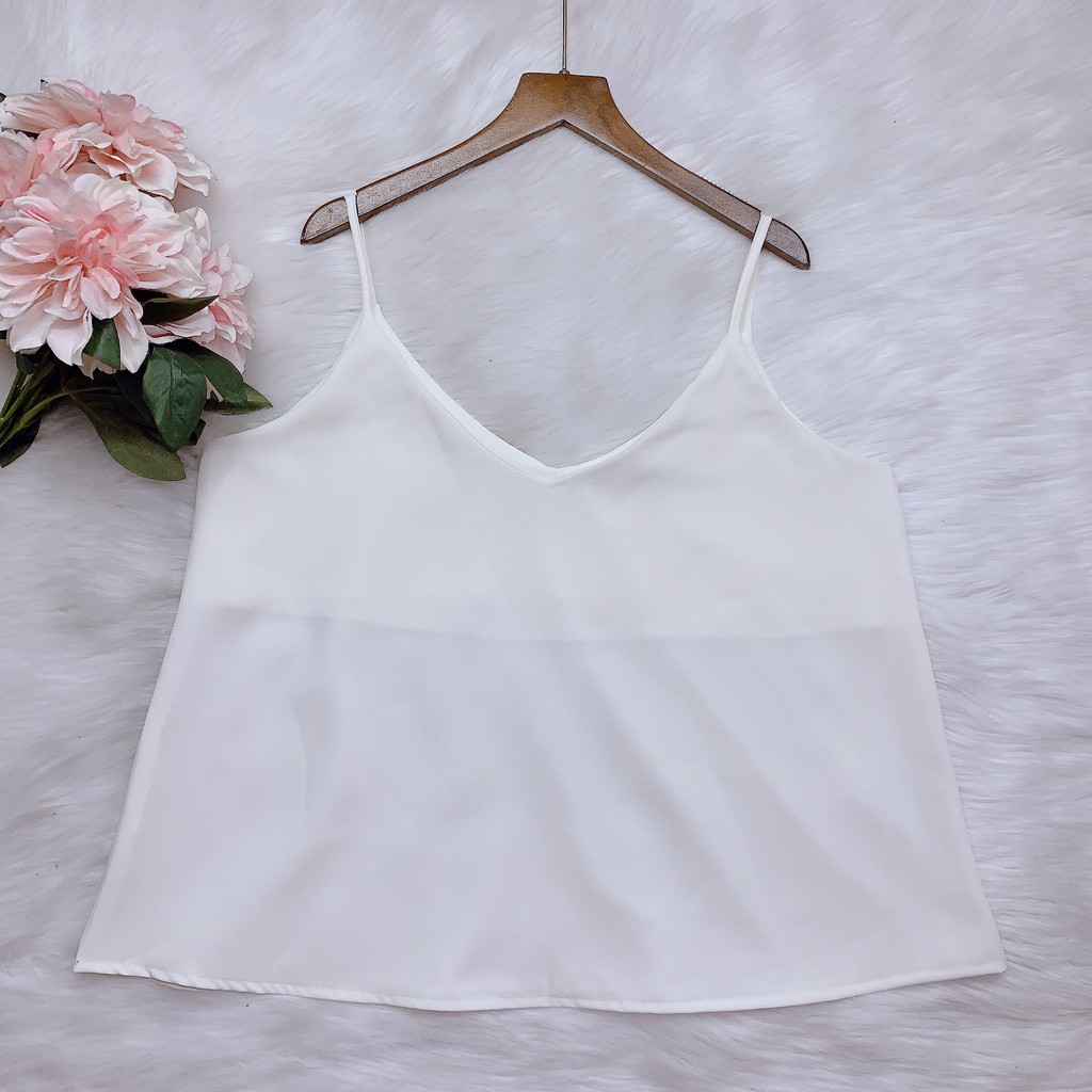 Áo hai dây nữ bigsize cổ V màu đen CRA020
