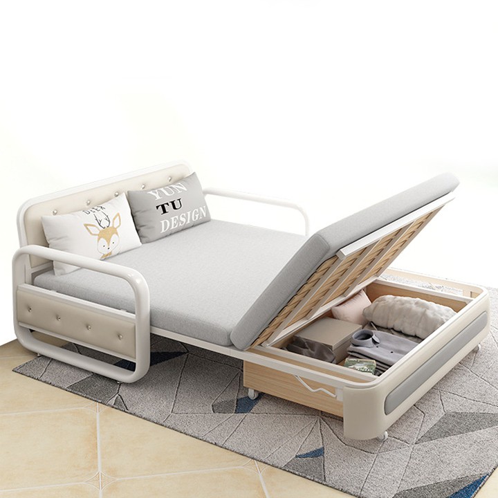 Sofa giường thông minh tích hợp nhiều chức năng giúp tiết kiệm không gian, có ngăn chứa đồ, kích thước 1m2*193cm