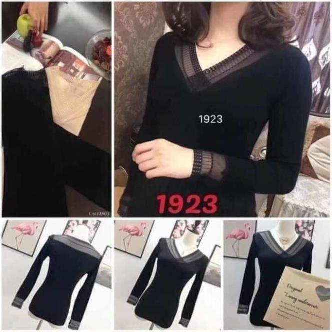 (SIÊU RẺ) (giá sỉ) ÁO GIỮ NHIỆT REN CỔ V TAY REN CHẤT SIÊU ĐẸP MÃ 1923