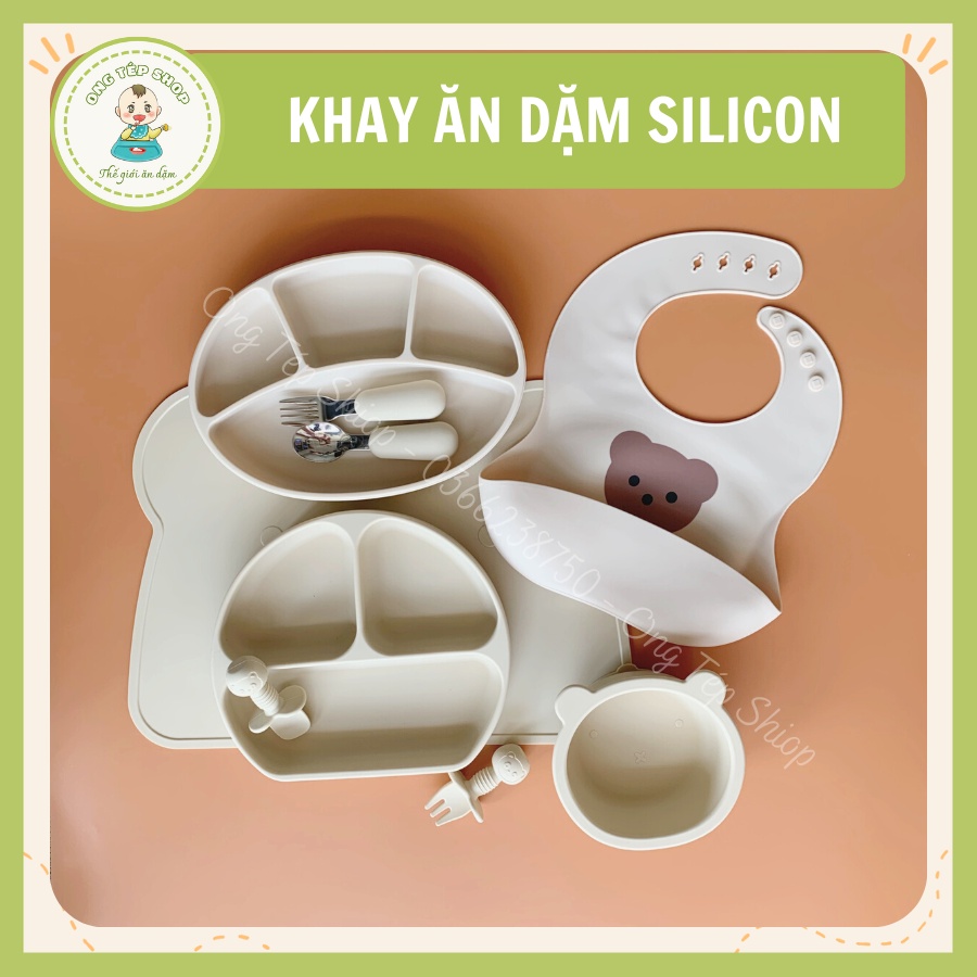 Bát ăn dặm silicon chống lật, khay ăn dặm silicon, yếm ăn dặm silicon Samimi