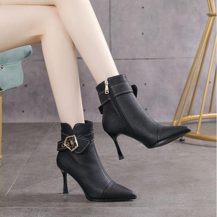 Giày boot Cao Gót Mũi Nhọn Thiết Kế Mới Thời Trang Mùa Đông Dành Cho Nữ