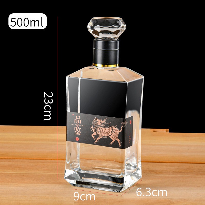 💥💥 Bình Đựng Rượu Thủy Tinh Cao Cấp - Chai TT Nắp Kim Cương 500ml