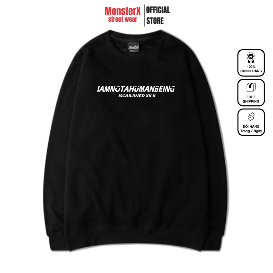 Áo dài tay trơn NỈ BÔNG Unisex Monster X Street Human Being Sweater Ulzzang cặp đôi nam nữ form rộng oversize Hàn Quốc
