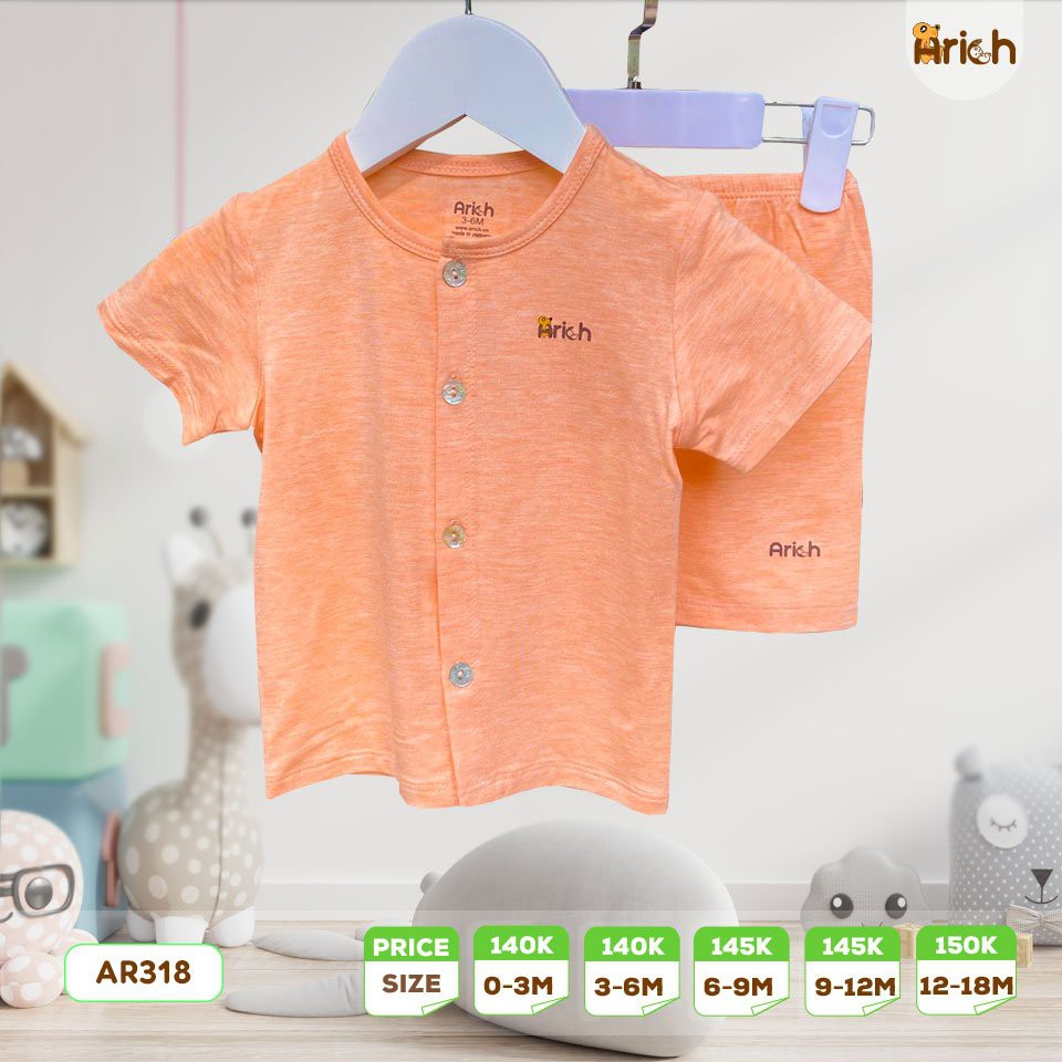 Cộc tay cài thẳng màu sọc petit sợi tre ARICH sale 20%