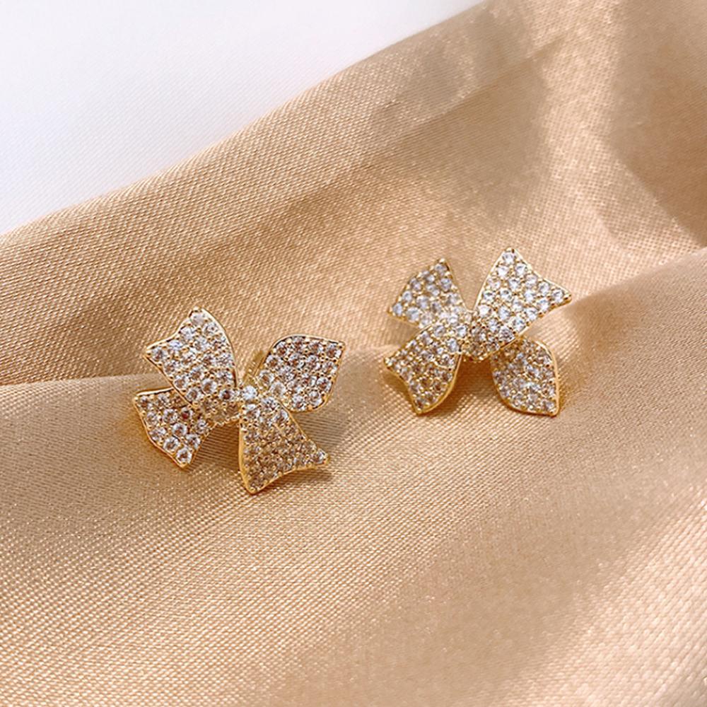 BACK2LIFE Bông Tai Hình Nơ Sau Lưng Phong Cách Hàn Quốc Đơn Giản Dễ Thương 2Lilife