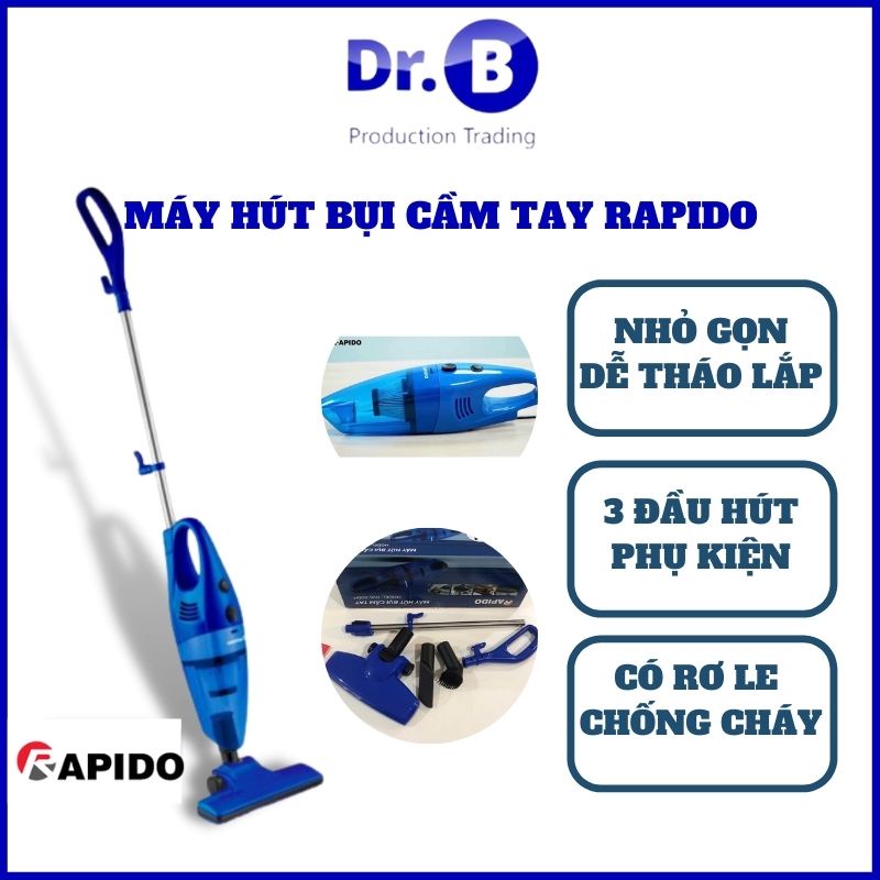 Máy hút bụi cầm tay Rapido RVC-600H Máy hút bụi đa năng hút giường đệm, oto bảo hành 12 tháng chính hãng GiadungDrB