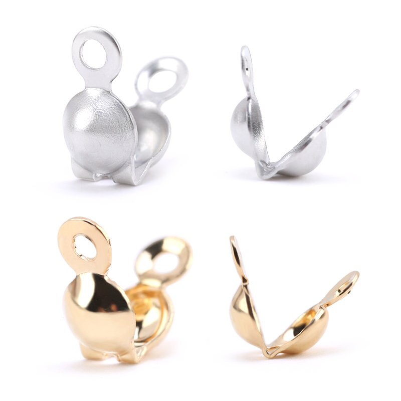 Hộp 100 Nút Kim Loại Hình Vỏ Sò Bằng Thép Không Gỉ Dùng Để Làm Đồ Trang Sức