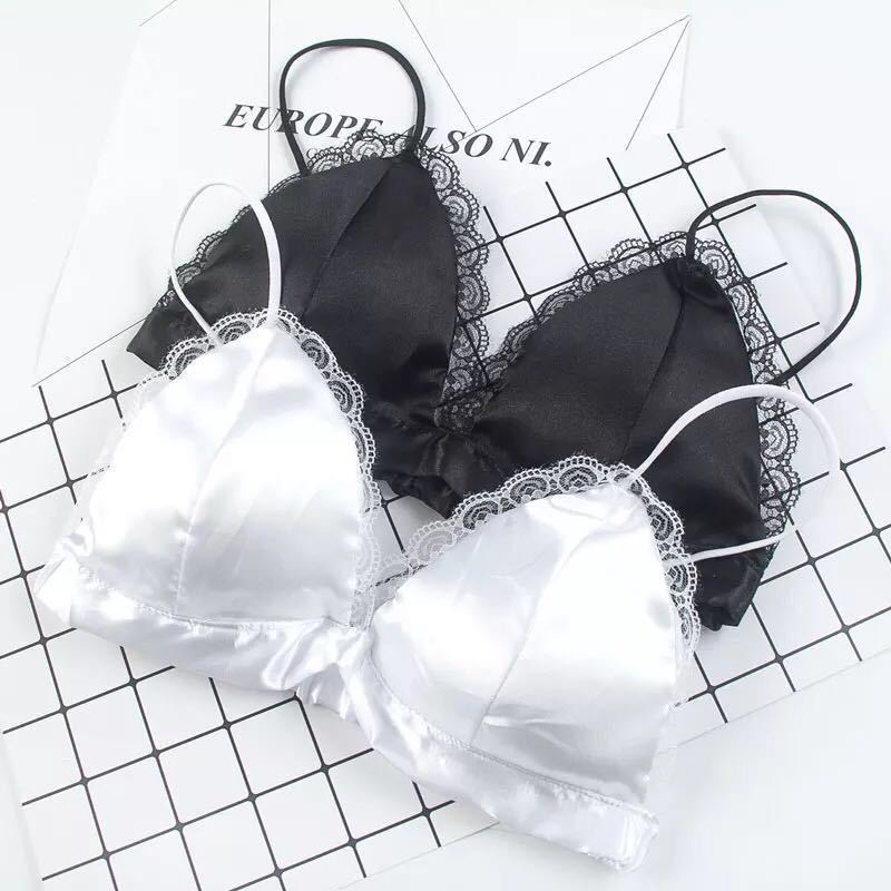 Áo Bra satin phi bóng viền ren sexy 265