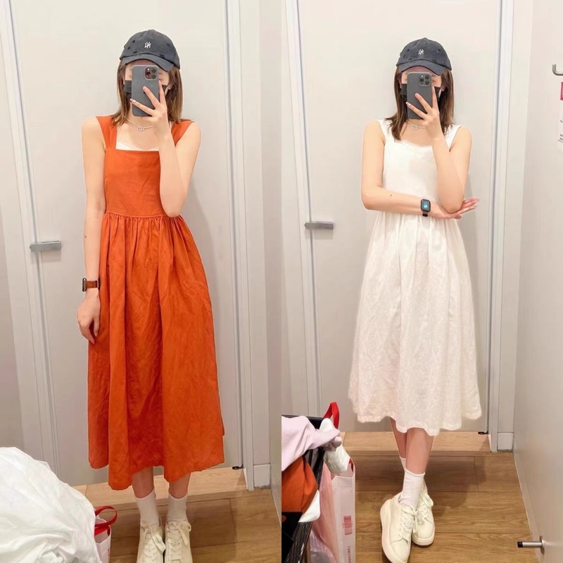 Đầm váy hai dây babydoll thô thắt nơ 4 màu 1605