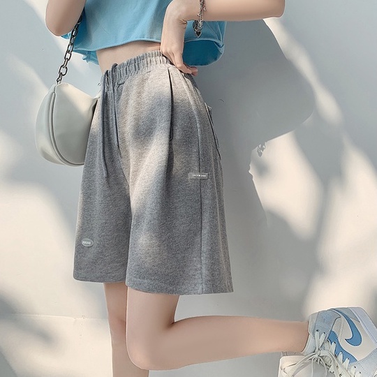 【ZHELIHANGFEI】Quần Thể Thao Lưng Cao Ống Rộng Phong Cách Preppy